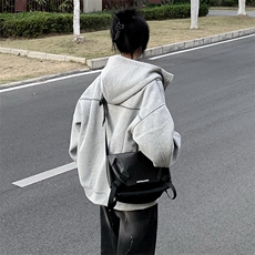 抖音得物高品质秋冬美式高街重磅结构辑明线纹理连帽卫衣外套W111，男装卫衣，电商A486