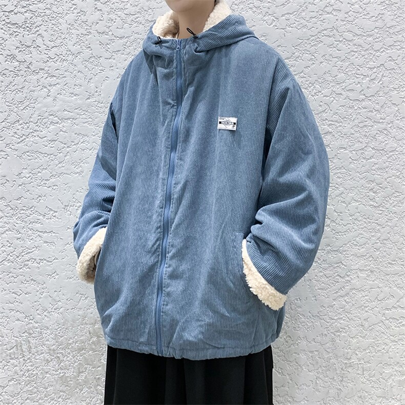 现货冬男女款羊羔毛加厚灯芯绒宽松中性情侣款棉衣外套DM72-P120,男装棉衣,电商D321-1