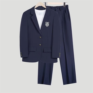 2025秋新款休闲西装男套装学院风制服男西服三件套班服W6659-P108图片