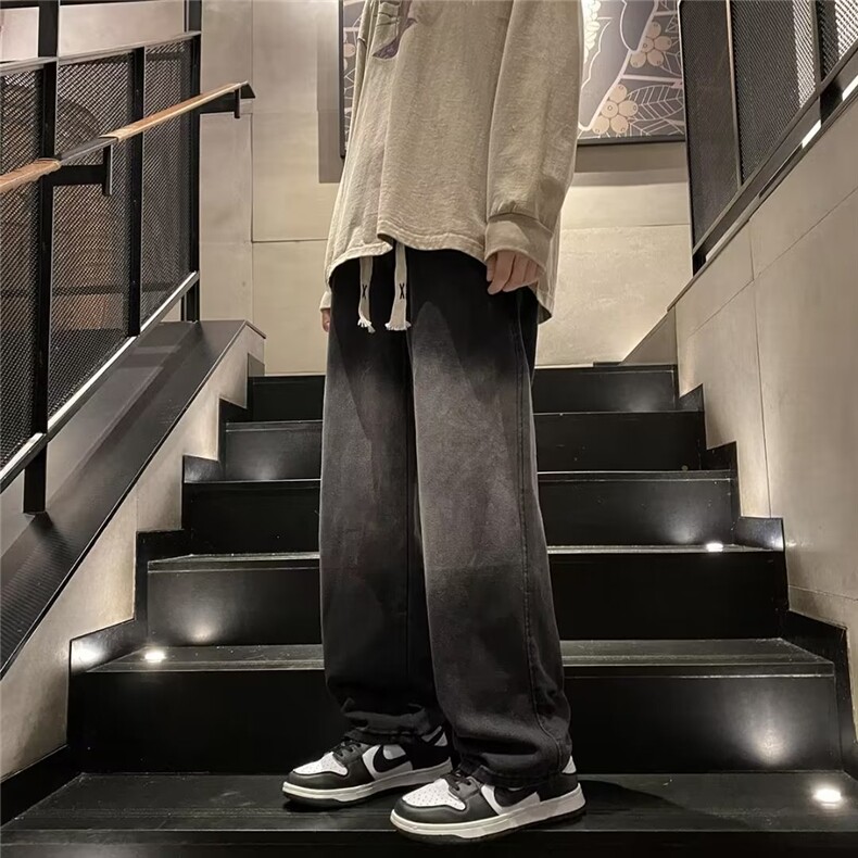 美式渐变微喇牛仔裤男秋冬新款潮牌宽松痞帅炸街裤子RK1149-P37,男装牛仔裤,星座412-2