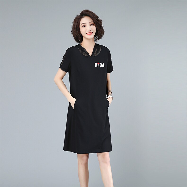 2021夏款新款纯棉拼接大码女装裙208款图片