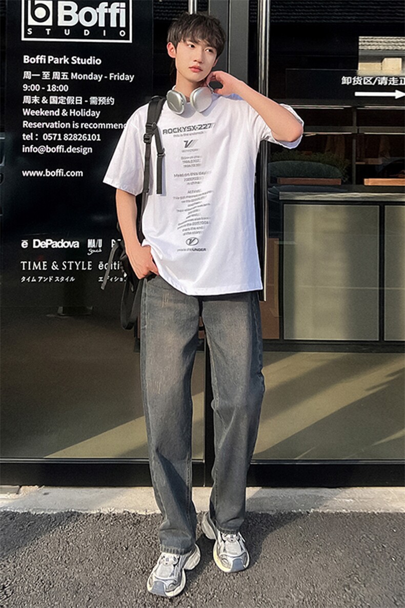 春季垂感复古做旧牛仔裤男直筒宽松阔腿休闲长裤子男潮778-P45,男装牛仔裤,电商A178