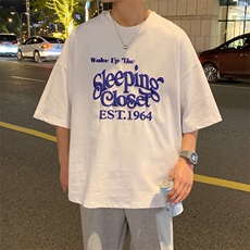 t恤短袖男夏季纯棉发泡字母印花ins宽松半袖2024新款潮牌美式上衣，男装T恤，电商A409-1