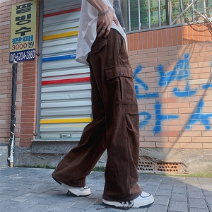 日系长裤拉链时尚灯芯绒青春流行夏季微弹休闲裤男潮流图片