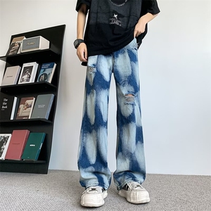 扎染渐变牛仔裤男春秋美式高街复古小众设计感ins裤子RK2192-P45图片
