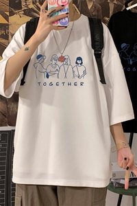 Q11191-P30 春夏季七分袖t恤男大码五分袖男短袖中袖图片