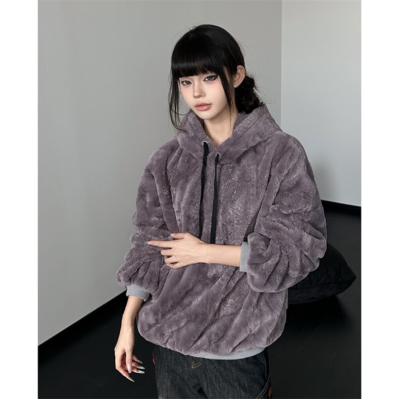 2026春新男女同款仿兔毛连帽卫衣A158-703-P45,男装卫衣,电商A158
