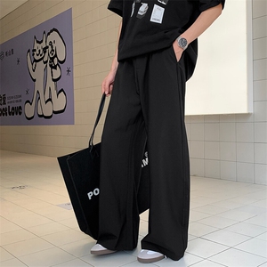 松弛感立体剪裁活页弯刀垂坠感阔腿西裤拖地休闲长裤2203/p45图片