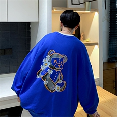 2024秋340克抖音品质印花圆领卫衣宽松216-2-WY96-P40白色，男装卫衣，星座716-1