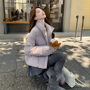 现货新款独特超好看短款羽绒服女款冬季立领面包服小个子羽绒外套图片
