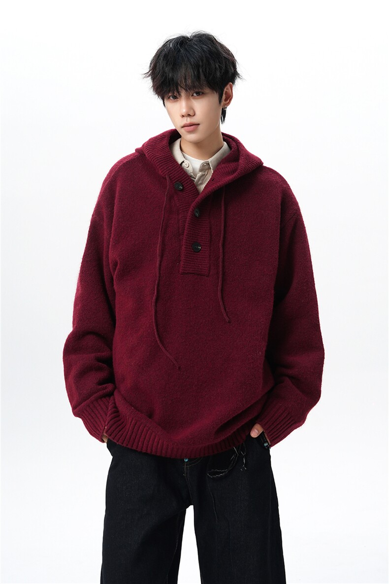 胖胖哥重磅连帽卫衣男秋季潮牌加厚款羊毛保暖大码宽松内搭针织衫,男装针织衫/毛衣,电商B312