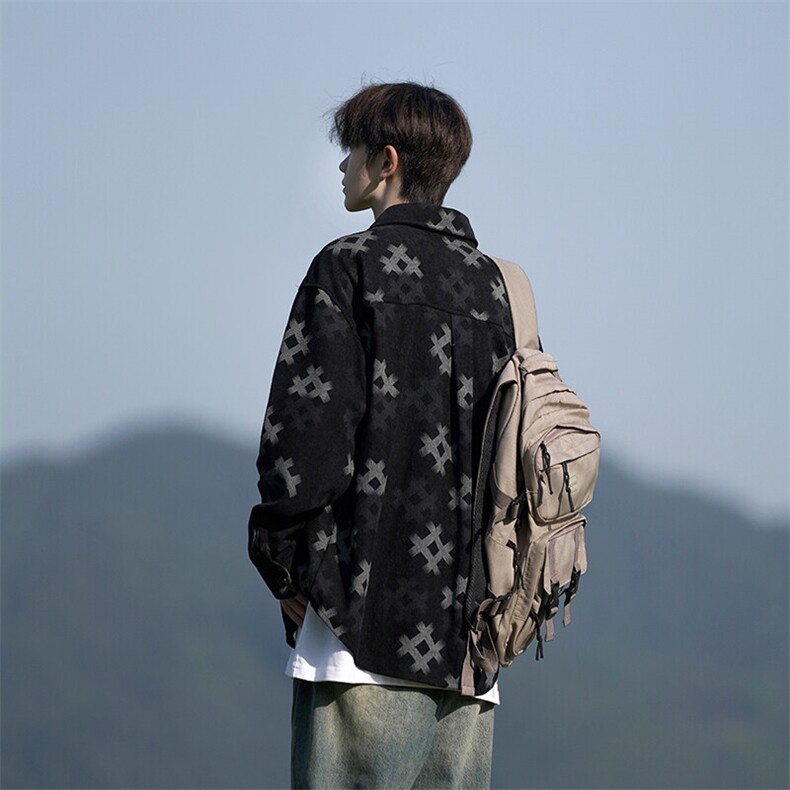 M-8XL灯芯绒秋季宽松加肥加大夹克衬衫外套XZ109-C2351-P65,男装衬衫,星座109