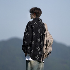 M-8XL灯芯绒秋季宽松加肥加大夹克衬衫外套XZ109-C2351-P65，男装衬衫，星座109