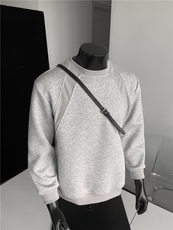 WY805-尺码M-3XL-特P26-美式解构拼接长袖打底衫宽松休闲上衣，男装T恤，星座1811B