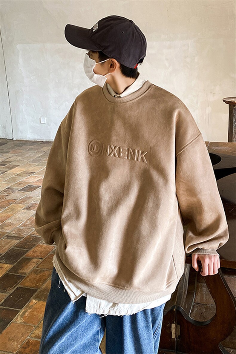 重磅卫衣男春季设计感小众圆领美式麂皮绒男上衣-JK23101-P45控69,男装卫衣,星座605(原A050)