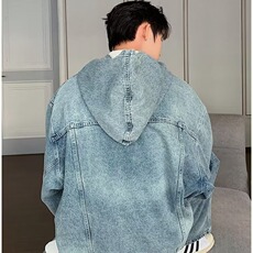 W10538-P60网图现货新款复古水洗做旧连帽牛仔卫衣高品质，男装卫衣，星座1608
