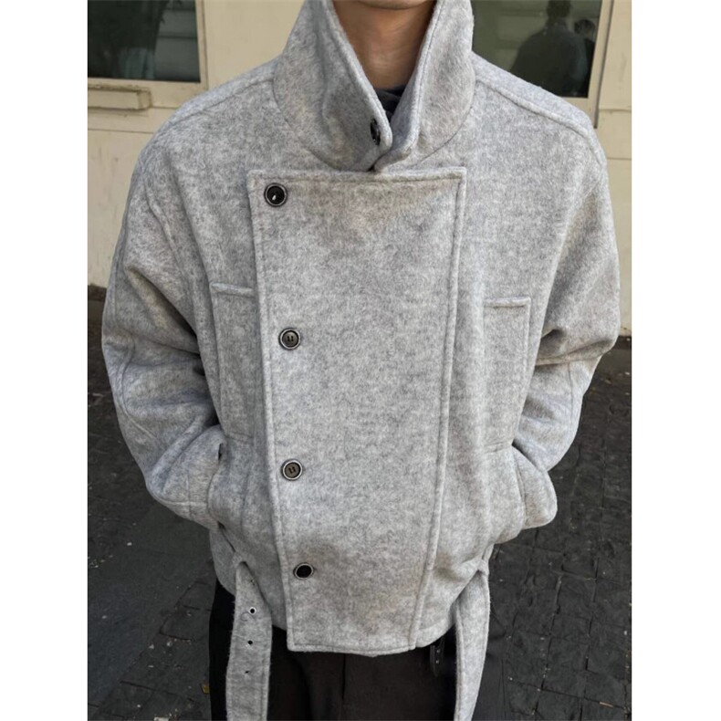 双排扣腰带外套男cleanfit设计感宽松百搭立领大衣男JB1052,女装短外套,星座1116A（原606A-3）