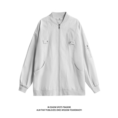白底平铺2025秋装宽松棒球领飞行服夹克男女装秋季外套潮S228-P88，男装夹克，电商A233-2