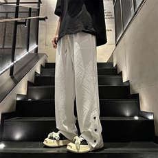 美式复古裤子重磅排扣开叉男款卫裤高街垂感休闲长裤GK2808-P41，男装休闲裤，星座1109-3