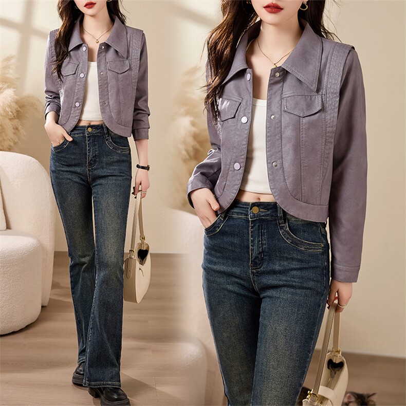 欧货皮衣外套女高级小众皮夹克蠢秋季新款洋气小个子短款皮上衣，女装皮衣，江南女神