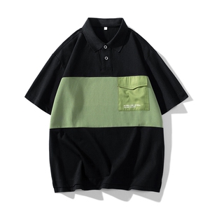 夏季新款青少年大码休闲翻领短袖T恤冰丝polo衫上衣男P212P50