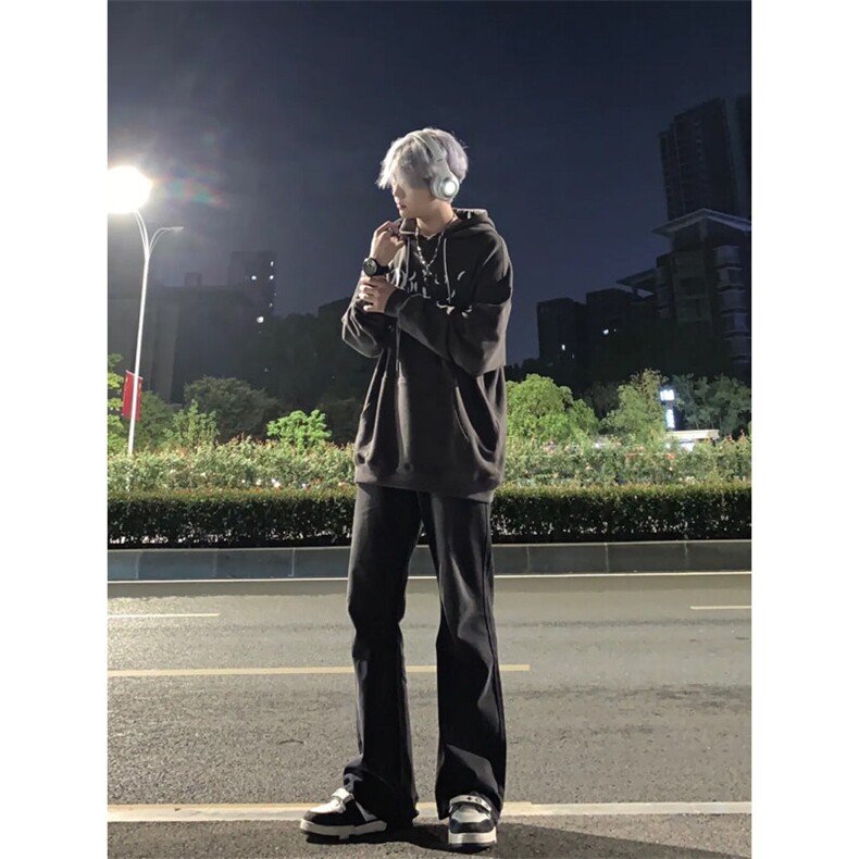 美式vibe风裤子高街潮牌黑色微辣牛仔裤修身直筒痞帅长裤,男装牛仔裤,星座310A-4