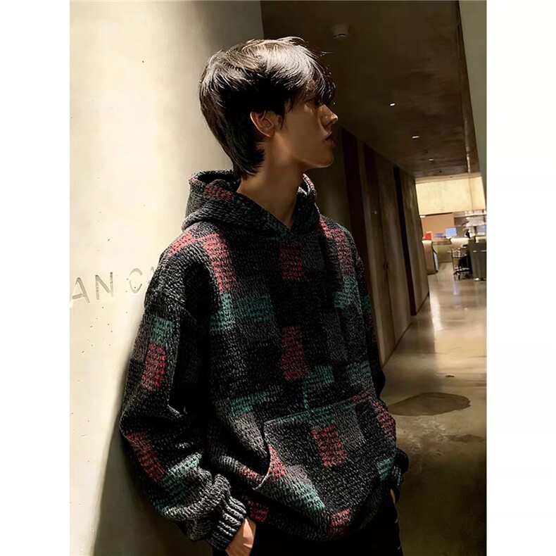 现货美式复古七彩格子卫衣男款W19/P65,男装卫衣,星座205-3