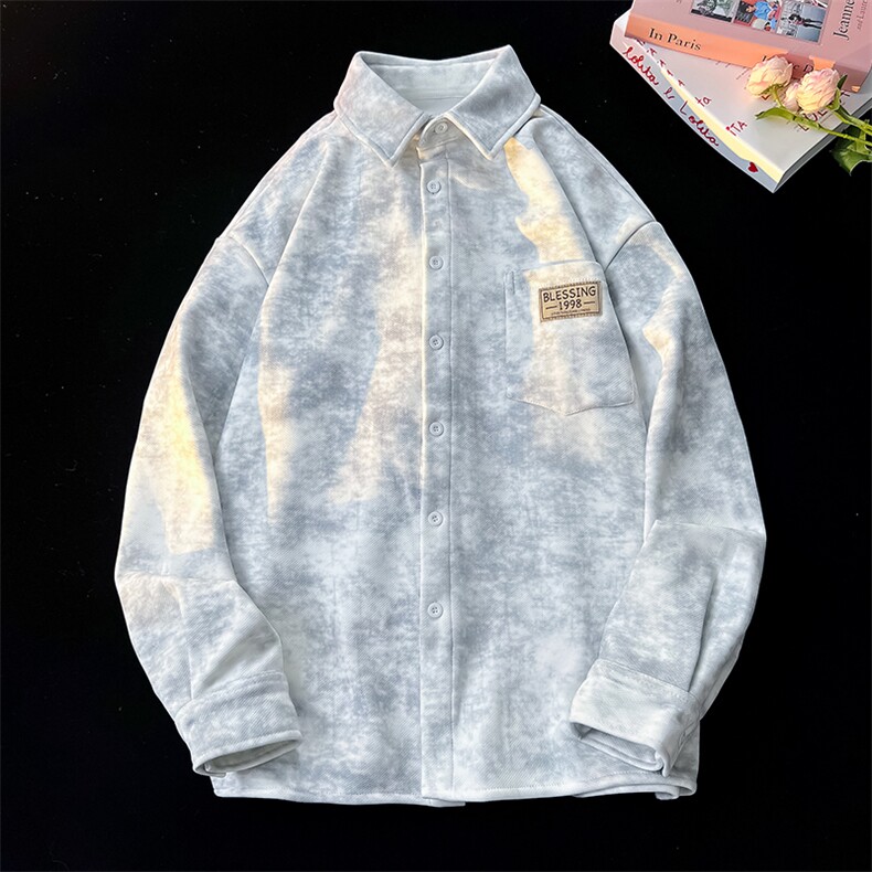 8XL-M秋冬款加绒加厚衬衫男做旧脏脏保暖外套大码衬衣CS29002P65图片