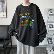 华夫格卫衣圆领卫衣男大码长袖t恤男外套HW76219-P30加绒款-P40，男装卫衣，电商A040
