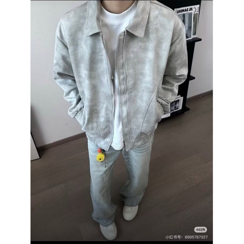 麂皮绒复古翻领夹克男士春秋季2026新款男生美式休闲工装外套,男装夹克,星座410-6（原星座1304-1）