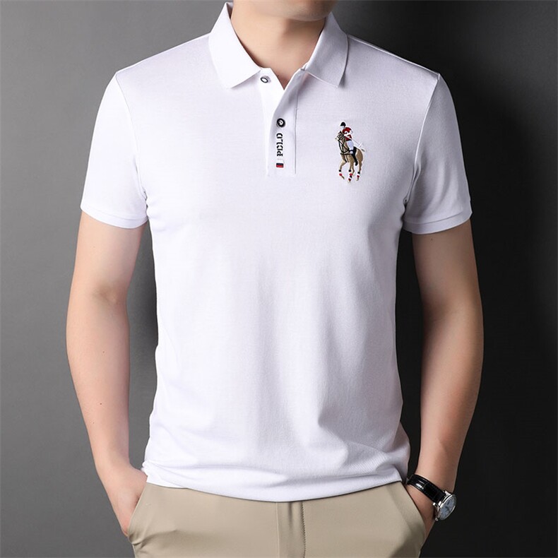 夏季新款男士翻领短袖t恤中年有领男装上衣服休闲POLO衫图片