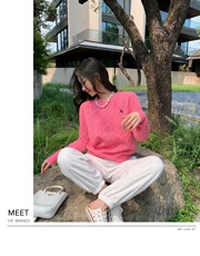 秋冬圆领毛衣针织衫针织复古套头打底麻花上衣，女装针织衫/毛衣，半城羊绒