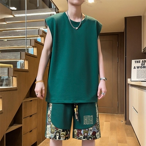 小熊短裤两件套夏季背心休闲运动套装无袖T恤潮A266-TZ3308-P46