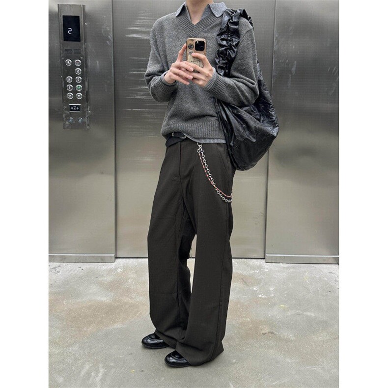 【有货】M017LL-特P60假两件V领毛衣男翻领针织衫外套,男装针织衫/毛衣,星座1007（原301D）