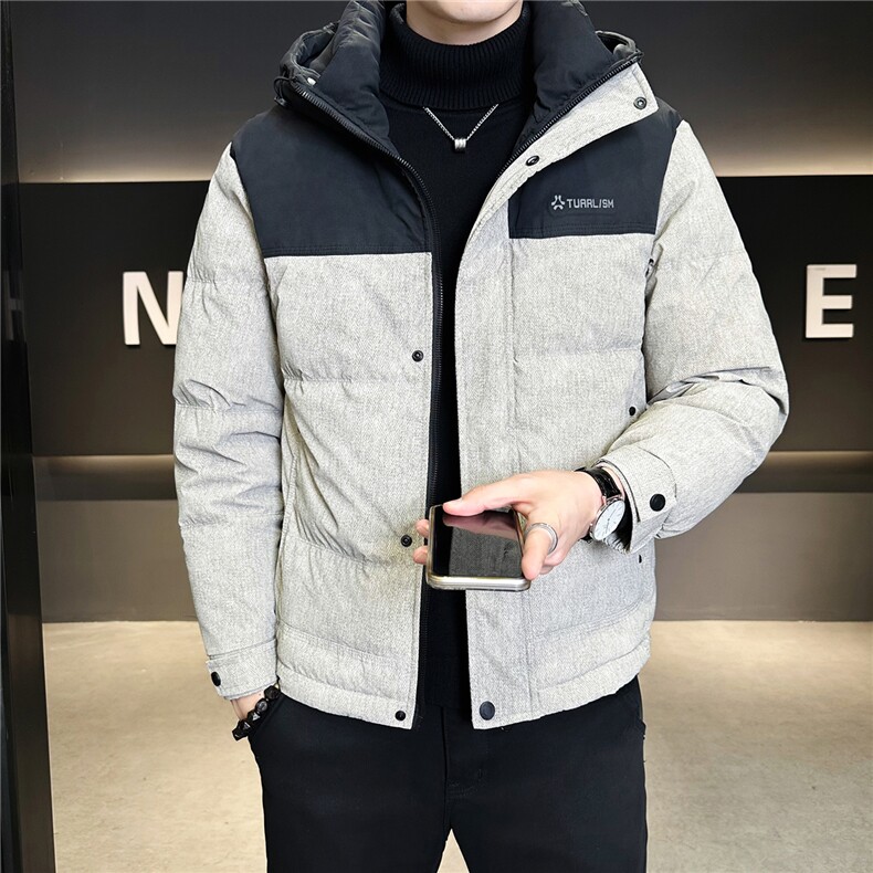标50绒羽绒服男冬季2025新款连帽拼接外套A313-2633-P225,男装羽绒服,电商A313