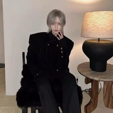 春秋冬季高级感韩版时尚套装短款小香风毛呢西服男士编织法式外套，男装西服，星座506A