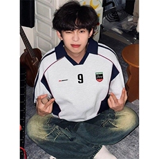 美式痞帅短袖t恤赛车服男女ins夏季潮牌宽松半袖polo衫LY811-P42，男装T恤，星座1008