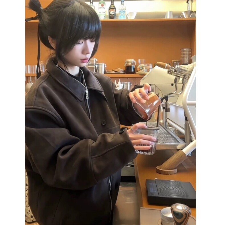 现货 自制 老钱棕千鸟格内哈灵顿夹克 鹿皮顿图片