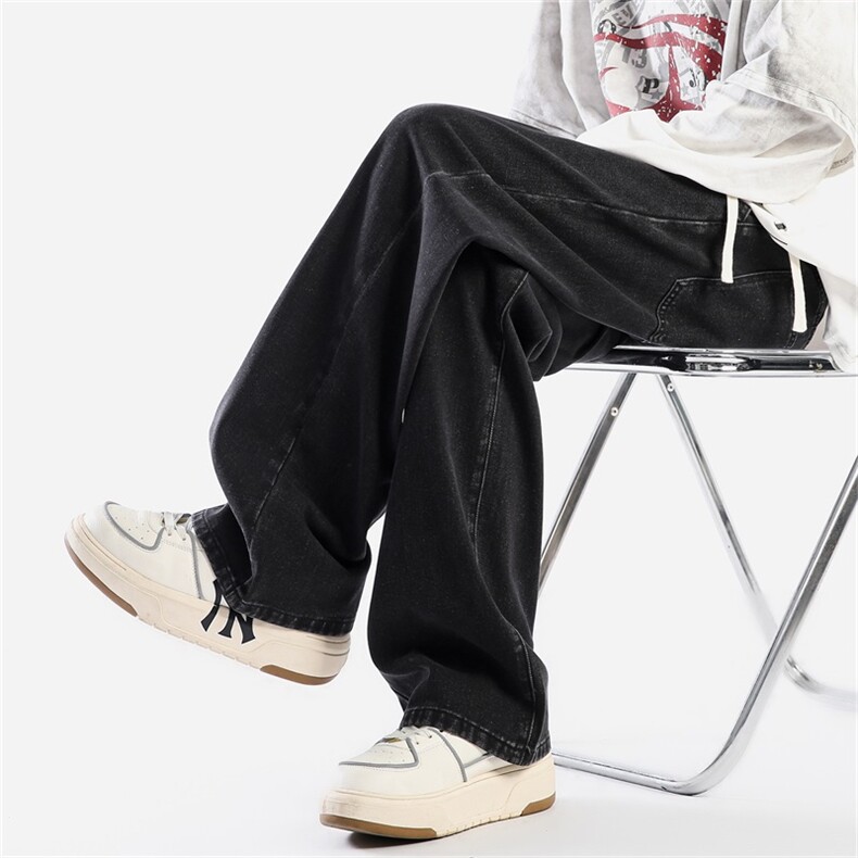 【高品质】做旧水洗牛仔裤男复古潮流阔腿长裤A080-8299-P45控68,男装牛仔裤,电商A080