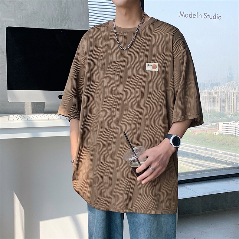 T806P35酒店风重磅280克流线纹夏季高品质短袖t恤,男装T恤,电商A026-1