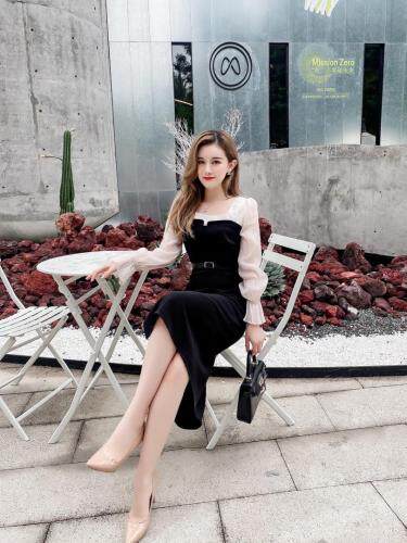 【现货】长款开叉连衣裙,女装连衣裙,艾丹迪蔓