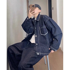春秋季复古宽松明线牛仔夹克外套男女款ins潮牌工装上衣J47，男装夹克，星座1116A（原606A-3）