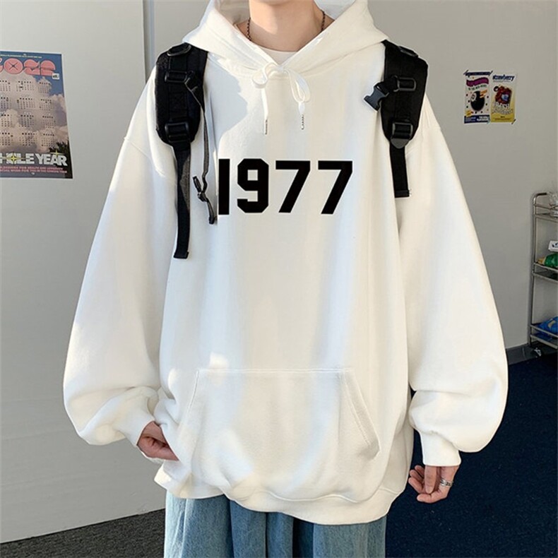 简约数字印花连帽卫衣男士卫衣内搭叠穿高质量连帽卫衣青少年图片