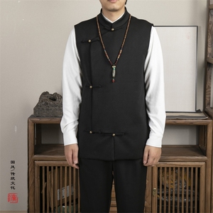 风男装立领改良男士新中式唐装马甲MJ76P95图片