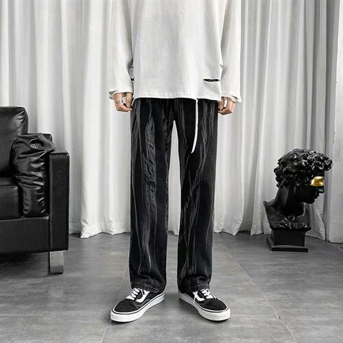 秋季ins潮流青春扎染直筒裤宽松休闲高街牛仔裤男1008-2-NK39-p42,男装牛仔裤,星座1008-2