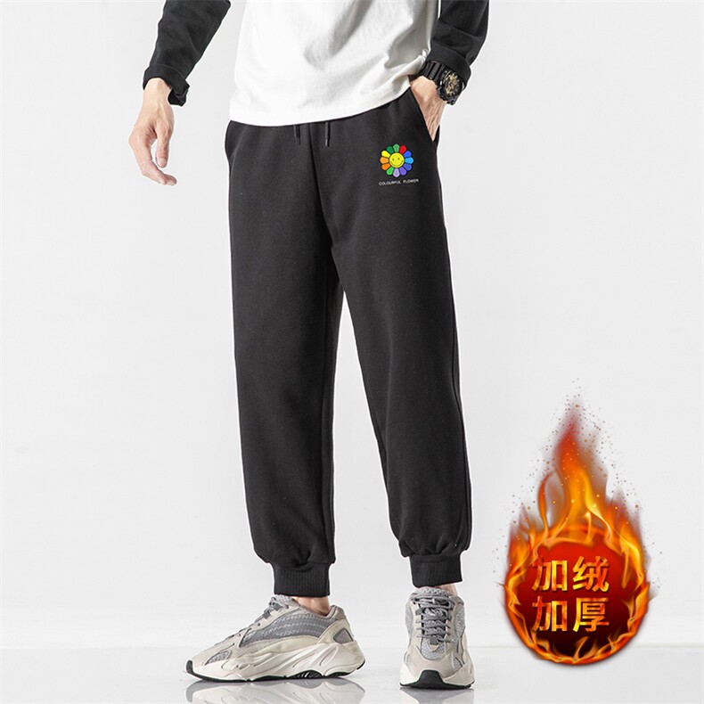 K12101-P40 加绒P50 束脚纯棉运动裤男士休闲裤大码宽松卫裤男图片