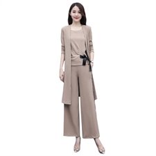 优雅女士春秋季纯色时尚百搭潮流三件套显瘦修身气质套装，女装套装/套裙，贵人树