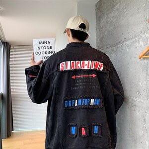 男秋季外套潮牌街头牛仔夹克R002P65图片