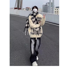 美式复古英文字母毛衣男潮高级感慵懒风软糯海马毛针织衫加厚外套，男装针织衫/毛衣，四季星座505