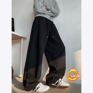 380克重磅美式高街加绒加厚秋冬季卫裤男士弯刀裤潮流休闲裤长裤图片